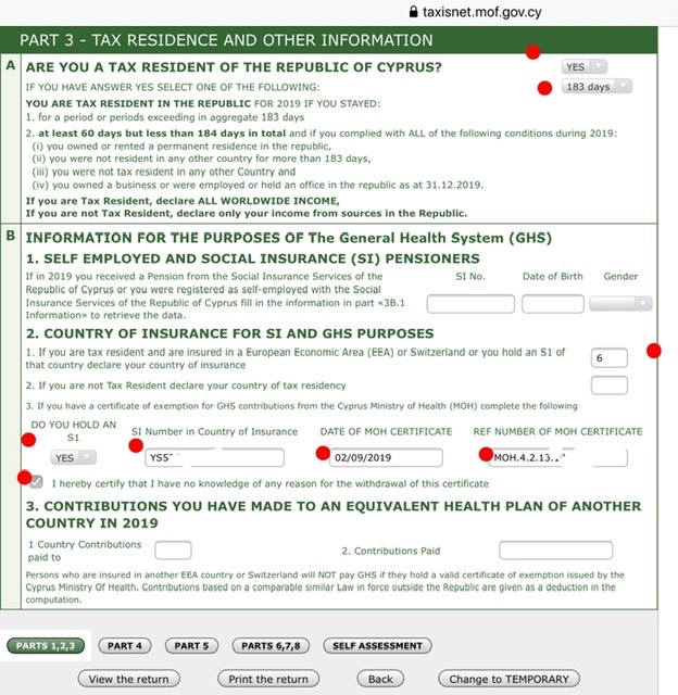 GESY SECTION OF TAX FORM