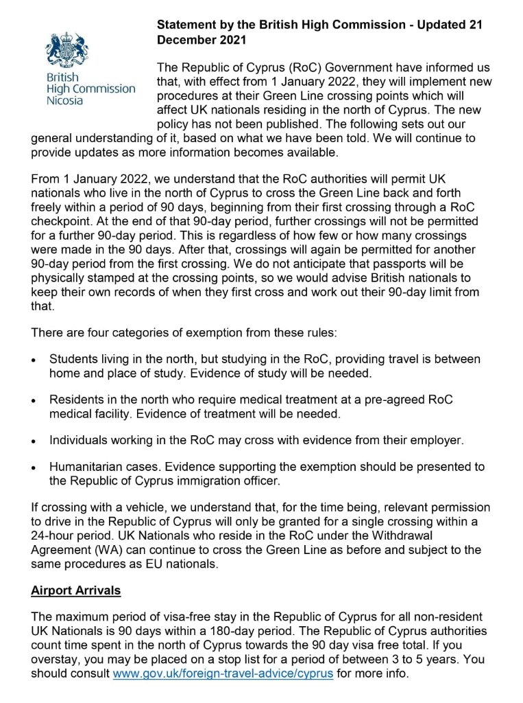British High Commission Cyprus - north Cyprus crossings from 2 Jan 2022.jpg