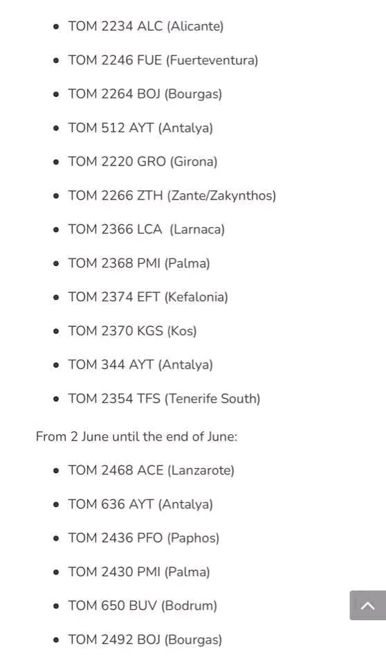 TUI cancellations through June 2022