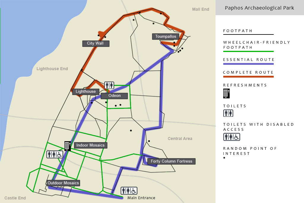 Map of Paphos Archaeological Park