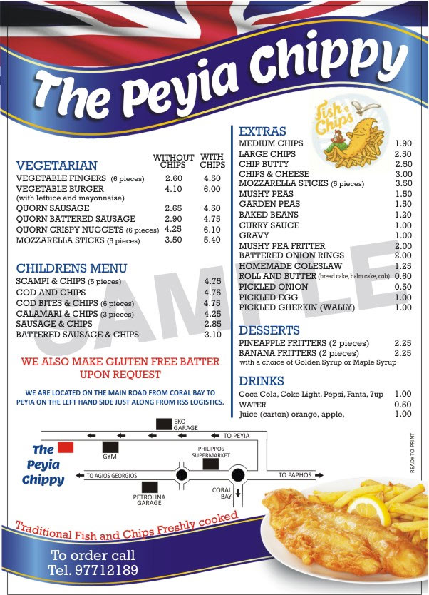 Peyia Chippy Menu