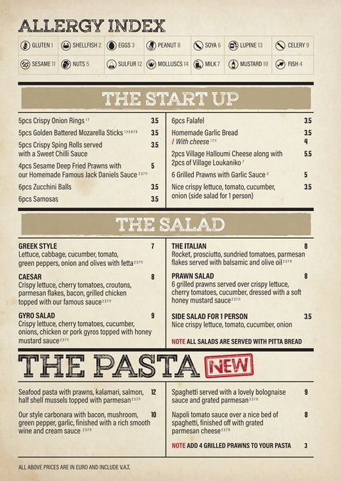 Page 1 of menu