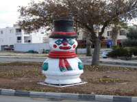 Scary Snowman Outside Paphos Post Office 2017