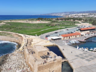 Drone Flight Showing Paphos Boardwalk And Harbour